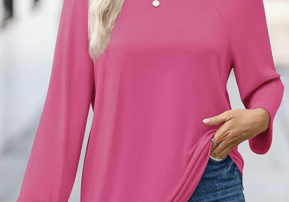 Solid Color Long Sleeve Top  – $9.99 shipped Small to XX-Large – Cute Colors!